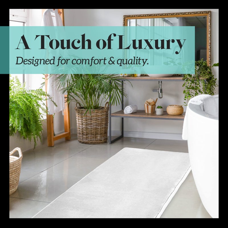 Genteele Memory Foam Bath Mat Non Slip Absorbent Super Cozy Velvet Bathroom Rug Carpet (17 inches X 24 inches, White) - Image 3